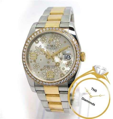 rolex datejust flowers diamonds gold steel|Rolex Datejust with diamonds price.